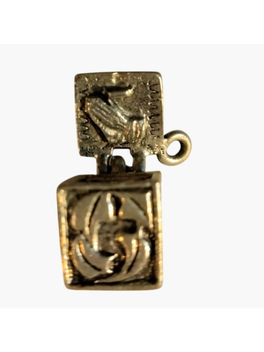 Prayer Box Charm Praying Hands Design Silver Metal